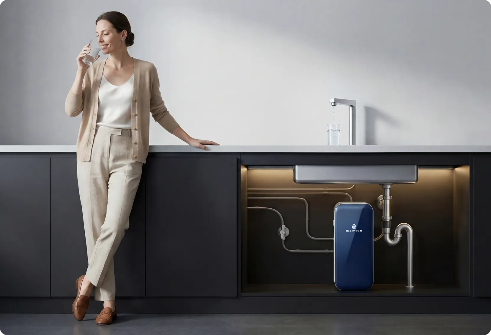 Tankless RO technology generates instant and fresh drinking water
